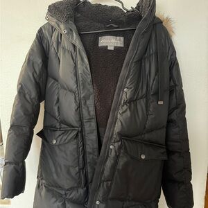 Eddie Bauer Charcoal Hooded Puffer Jacket